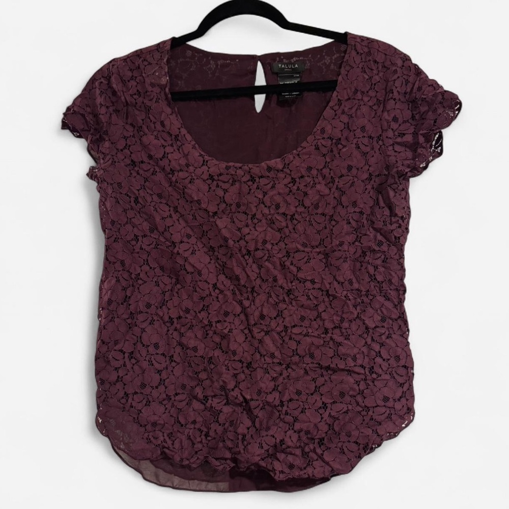 Aritzia Talula Lace Blouse – Plum Purple, Size Small